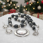 Stunning Silver & Black Pendant, Blackstone cubes and Czech Crystals, Beaded Necklace Set-crafted by Artistry Jewelry