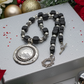 Stunning Silver & Black Pendant, Blackstone cubes and Czech Crystals, Beaded Necklace Set-crafted by Artistry Jewelry