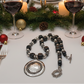 Stunning Silver & Black Pendant, Blackstone cubes and Czech Crystals, Beaded Necklace Set-crafted by Artistry Jewelry
