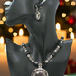 Stunning Silver & Black Pendant, Blackstone cubes and Czech Crystals, Beaded Necklace Set-crafted by Artistry Jewelry