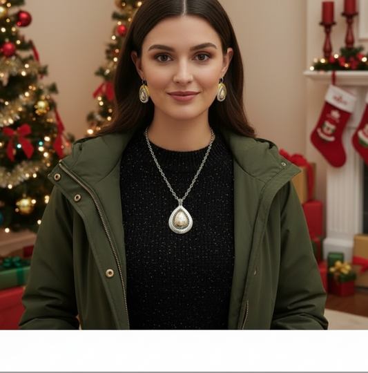 Lovely Silver and Gold Teardrop Pendant, and Silver Chain Necklace Set, One-of-a-Kind-by Artistry Jewelry