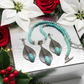 Fabulous Turquoise, Blue Crystal, Silver, and Magnesite, Semi-precious, Beaded Necklace Set - handcrafted by Artistry Jewelry