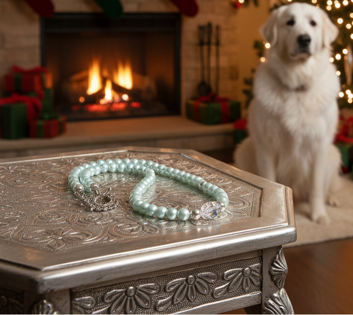 Beautiful Aqua, Semi-precious Necklace with a Cosmic Crystal, and Hematite-B-handcrafted by Artistry Jewelry