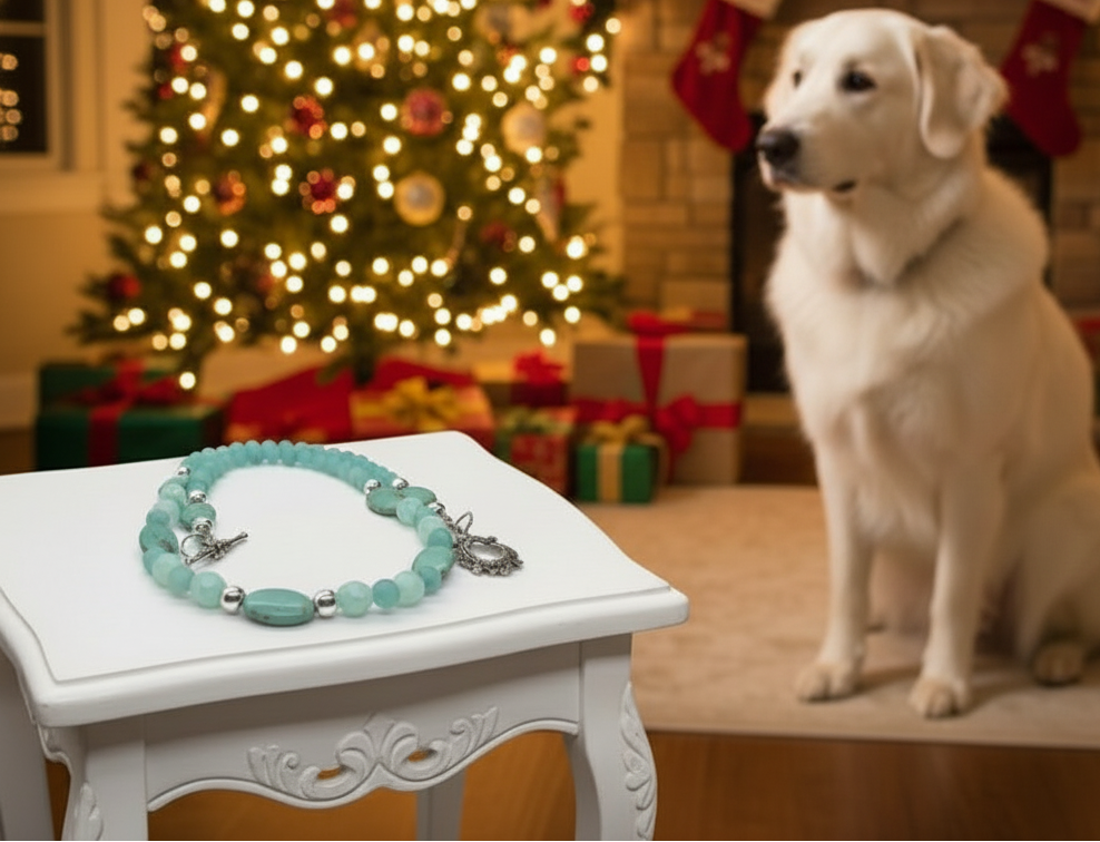 Beautiful Aqua, Semi-precious Necklace with Magnesite, and Hematite-A-handcrafted by Artistry Jewelry