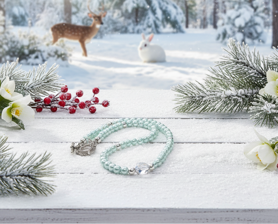 Beautiful Aqua, Semi-precious Necklace with a Cosmic Crystal, and Hematite-B-handcrafted by Artistry Jewelry