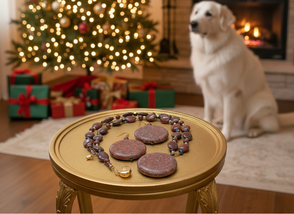 Lovely Jet Bicone Crystals, Red Feldspar, and Cubic Zirconia, One-of-a-Kind, Beaded Necklace Set-handcrafted by Artistry Jewelry