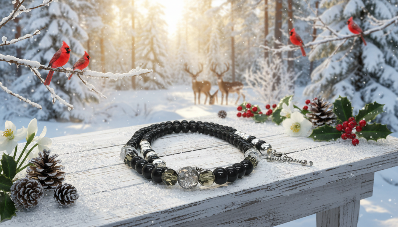 Magical Black Diamond Crystals, SP Hematite, Silver Cracked Glass Beads, One-of-a-Kind Necklace-crafted by Artistry Jewelry