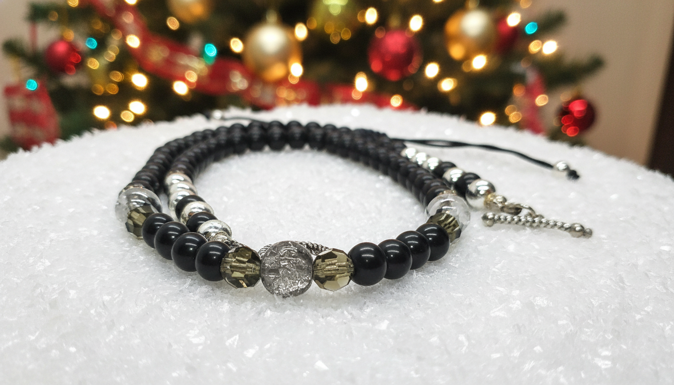 Magical Black Diamond Crystals, SP Hematite, Silver Cracked Glass Beads, One-of-a-Kind Necklace-crafted by Artistry Jewelry