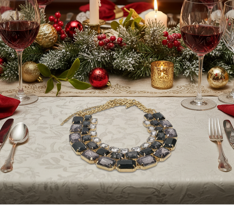 Exquisite Black Diamond and Gold Necklace