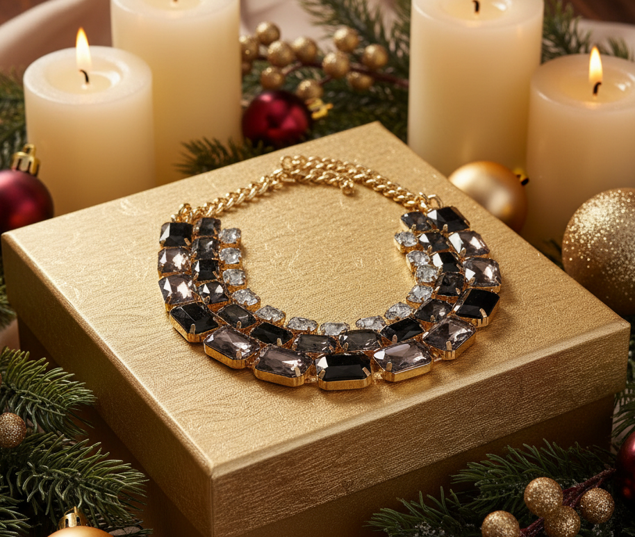 Exquisite Black Diamond and Gold Necklace