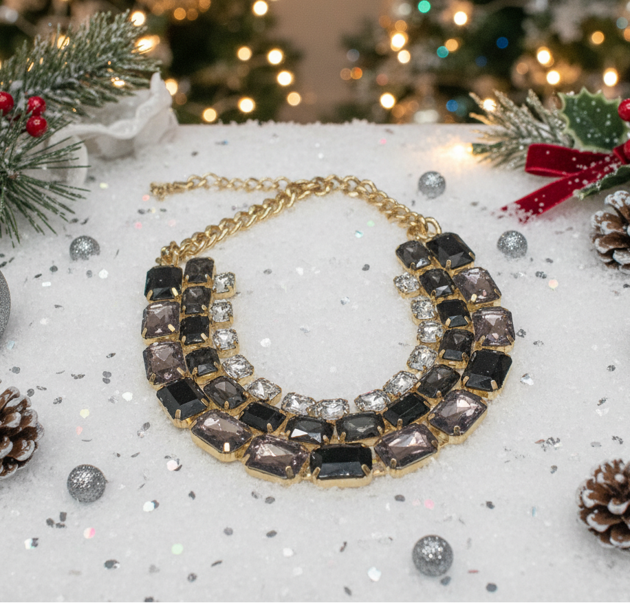 Exquisite Black Diamond and Gold Necklace