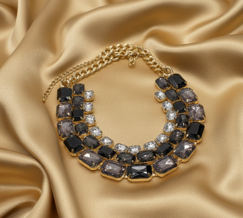 Exquisite Black Diamond and Gold Necklace