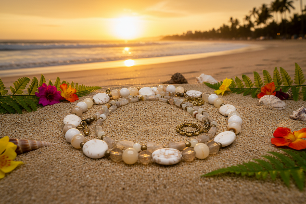 Tantalizing Opal Crystals, Natural Magnesite and Italian Onyx, Two-Strands, Beaded Necklace - crafted by Artistry Jewelry
