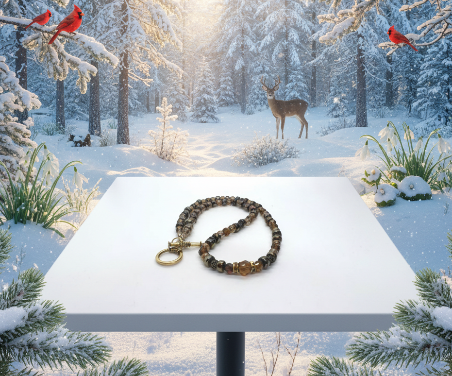 Amazing Crystal and Druk Brown Beaded,  One-of-a-Kind,  Necklace *handcrafted by Artistry Jewelry*