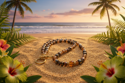 Amazing Crystal and Druk Brown Beaded,  One-of-a-Kind,  Necklace *handcrafted by Artistry Jewelry*