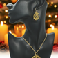 Beautiful Siam Crystal with an Elegant Gold Filigree Pendant, One-of-a-Kind Necklace Set- handcrafted by Artistry Jewelry