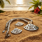 Beautiful Air Blue Opal Crystals, Silver Pendant, and Rhinestones, One-of-a-Kind, Beaded Necklace Set-crafted by Artistry Jewelry