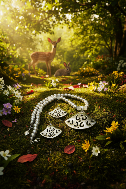 Beautiful Air Blue Opal Crystals, Silver Pendant, and Rhinestones, One-of-a-Kind, Beaded Necklace Set-crafted by Artistry Jewelry