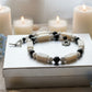 Lovely Natural Snow Quartz, Black Onyx, Howlite and Mountain Jade, Semi-precious, One-of-a -kind, Beaded Necklace A-crafted by Artistry Jewelry