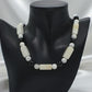 Lovely Natural Snow Quartz, Black Onyx, Howlite and Mountain Jade, Semi-precious, One-of-a -kind, Beaded Necklace A-crafted by Artistry Jewelry