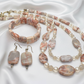 Perfect Natural Redline Marble, Sand Opal Crystals, and Druk pearl beads, Two-strands, Beaded Necklace Set-crafted by Artistry Jewelry