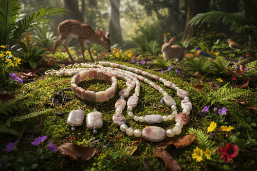 Perfect Natural Redline Marble, Sand Opal Crystals, and Druk pearl beads, Two-strands, Beaded Necklace Set-crafted by Artistry Jewelry