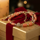 Exceptional Crystal and Buri, Peach, and Cream Beaded Necklace Set with Cubic Zirconia - handcrafted by Artistry Jewelry