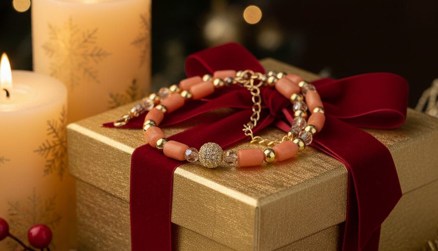 Exceptional Crystal and Buri, Peach, and Cream Beaded Necklace Set with Cubic Zirconia - handcrafted by Artistry Jewelry