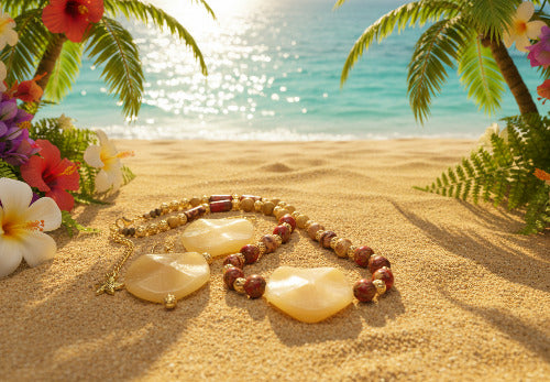 Dazzling Oranges, Tans, and Yellow Mixed Pattered Wood Beads in This Tropical Show Necklace, One-of-a-Kind-handcrafted by Artistry Jewelry