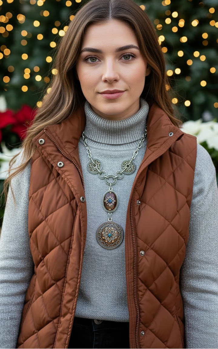 Lovely Chain and Disc Necklace