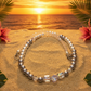Beautiful Pearl Silver Beads with Graphic Crystals, One-of-a-Kind, Beaded Necklace - handcrafted by Artistry Jewelry