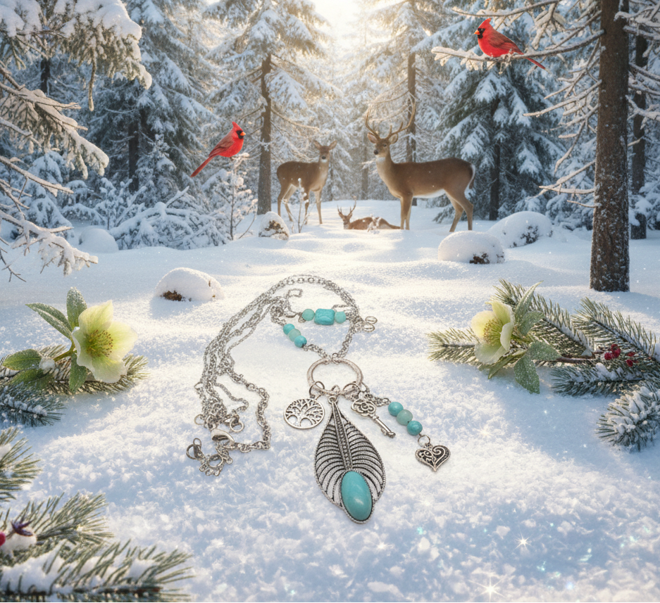 Stunning Turquoise Feather, Amazonite, Magnesite, and Tibetian Silver, Two-Strand, Chain Necklaces, One-of-a-Kind-crafted by Artistry Jewelry