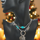 Stunning Turquoise Feather, Amazonite, Magnesite, and Tibetian Silver, Two-Strand, Chain Necklaces, One-of-a-Kind-crafted by Artistry Jewelry