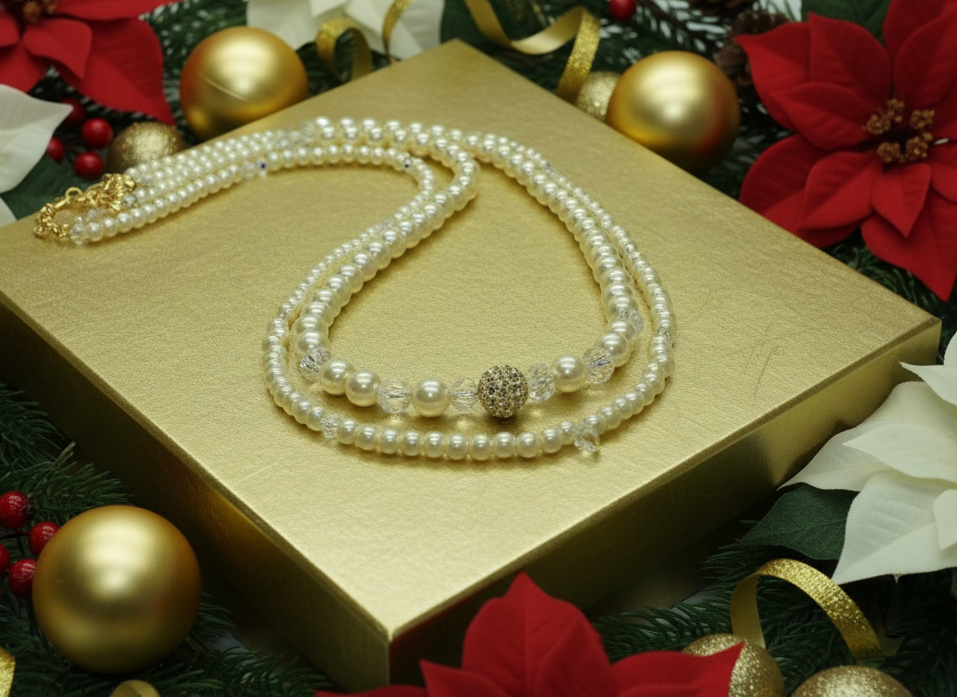 Gorgeous Yellow Pearl Beads,Briolette Crystals, and Cubic Zirconia, One-of-a-Kind Beaded Necklace-handcrafted by Artistry Jewelry