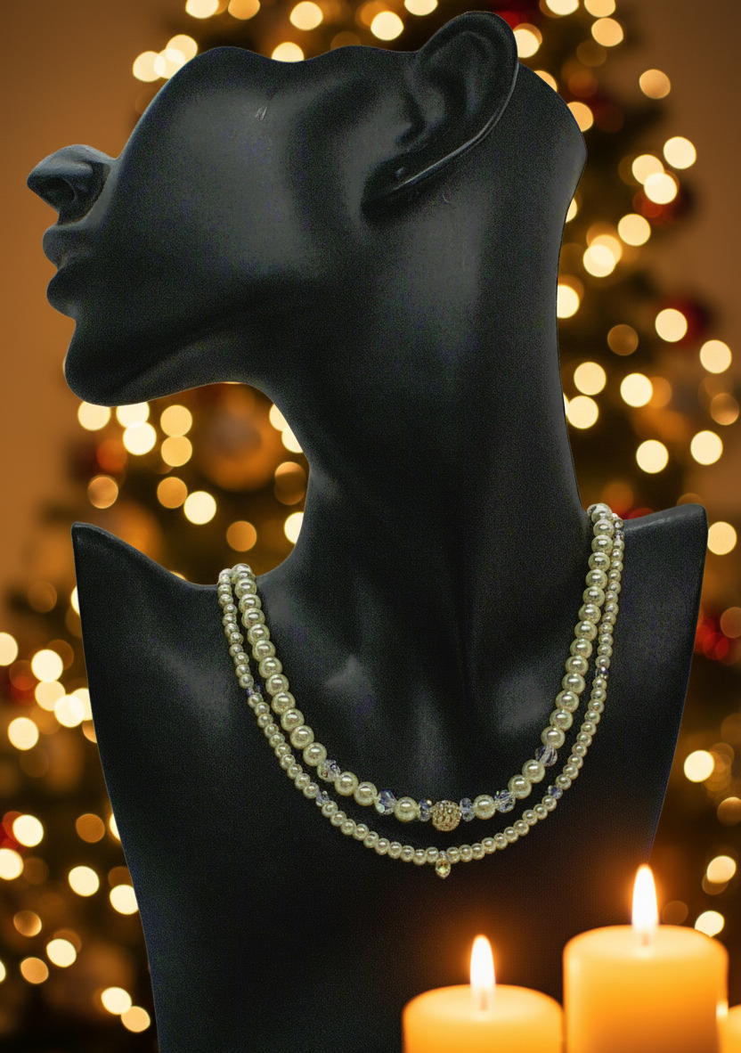 Gorgeous Yellow Pearl Beads,Briolette Crystals, and Cubic Zirconia, One-of-a-Kind Beaded Necklace-handcrafted by Artistry Jewelry