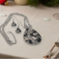Beautiful Black, Silver, and Gray, Rhinestone, Teardrop, Double Chain Necklace Set- by Artistry Jewelry