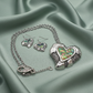 Lovely Abalone Heart Pendant, Silver Rolo Chain Necklace with Matching Earrings-by Artistry Jewelry