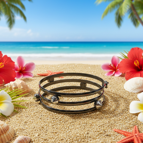 Exciting Triple Bangle Spike Bracelet