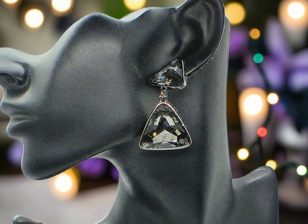 Gorgeous Triangles of Black Diamonds Earrings
