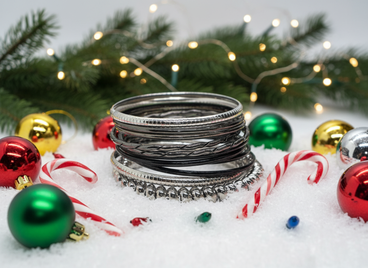 Stunning Silver and Black Bangle Bracelet