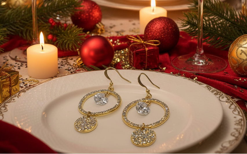 Dazzling Circular Rhinestone Earrings