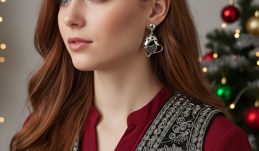 Lovely Double Crystal Heart Earrings