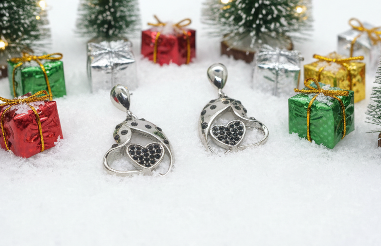 Lovely Double Crystal Heart Earrings