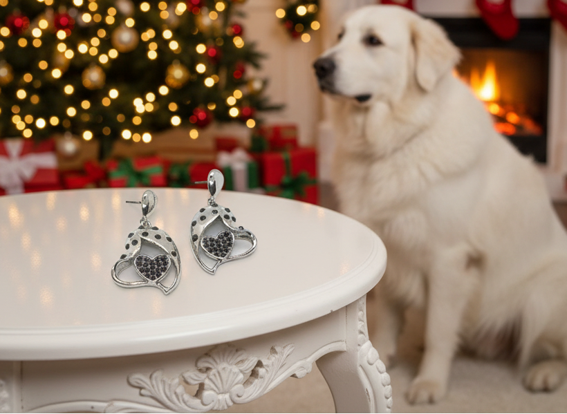 Lovely Double Crystal Heart Earrings