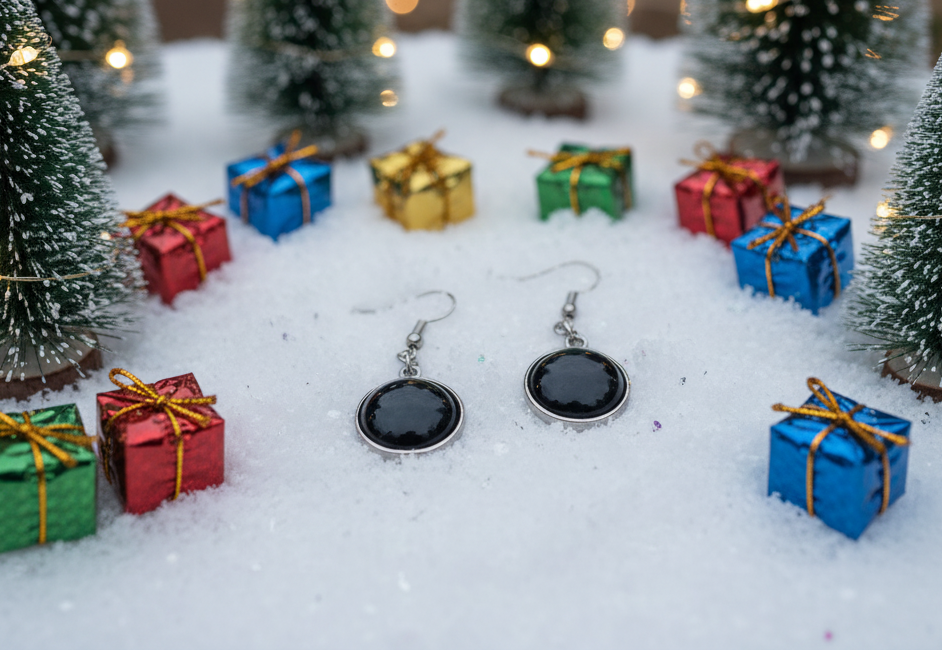 Black Natural Stone Drop Earring