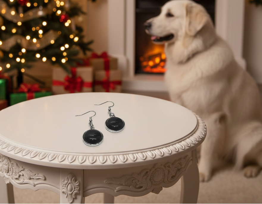 Black Natural Stone Drop Earring