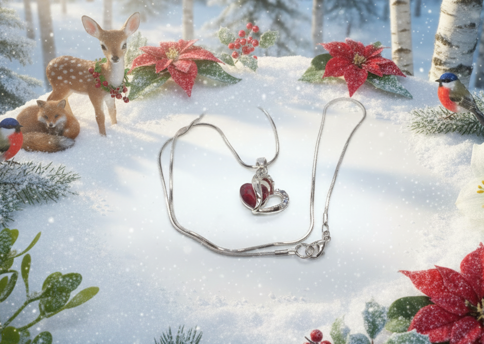 Stunning Red Crystal Heart Necklace