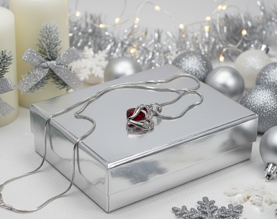 Stunning Red Crystal Heart Necklace