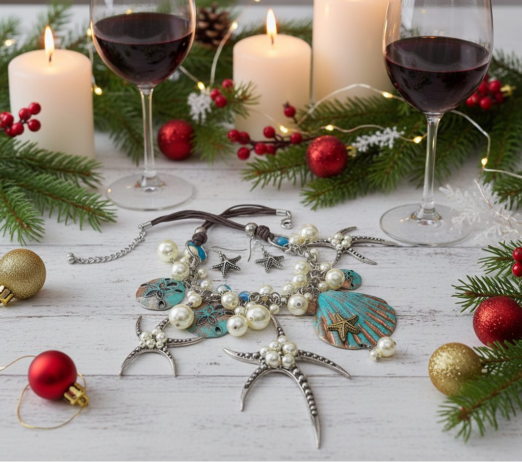 Gorgeous Starfish and Shell Statement Necklaces Set