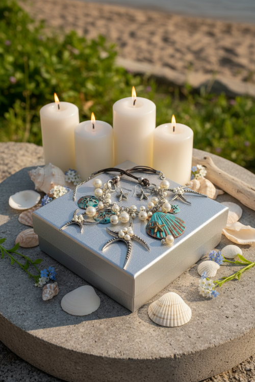 Gorgeous Starfish and Shell Statement Necklace Set